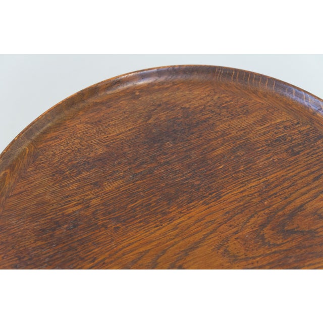 Danish Round Tripod Side Table in Stained Oak by Anton Kildeberg, 1960s For Sale - Image 18 of 18