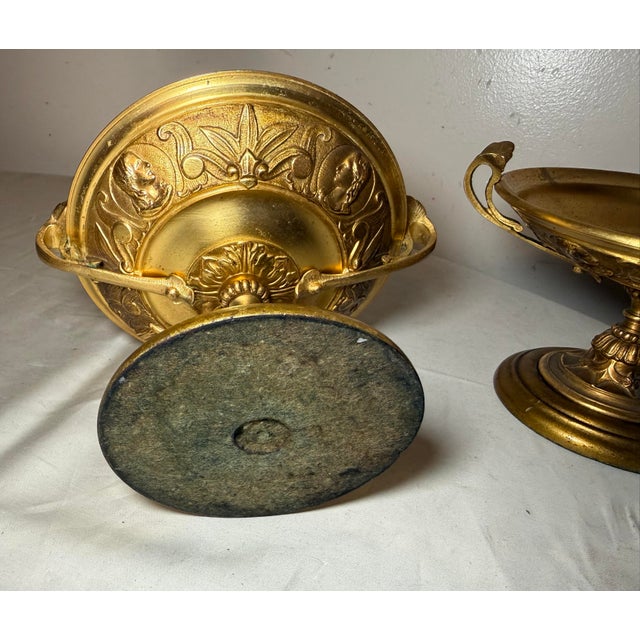 Pair of Antique 19th Century Gilt Bronze Wood Tazza Centerpiece Bowl Compote For Sale - Image 13 of 13