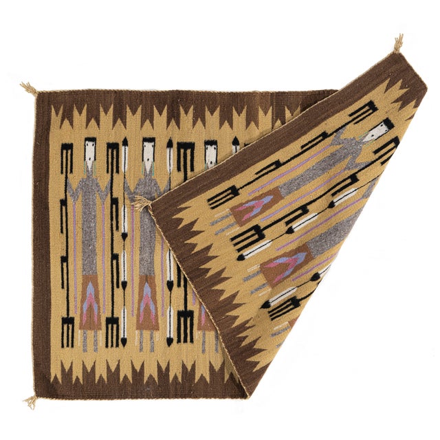 1950s Vintage Yei Navajo Style Rug 3' X 4'2 For Sale - Image 5 of 11