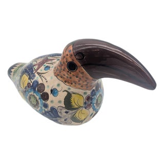 1970s Tonalá Mexico Ceramic Toucan Bird Figurine For Sale