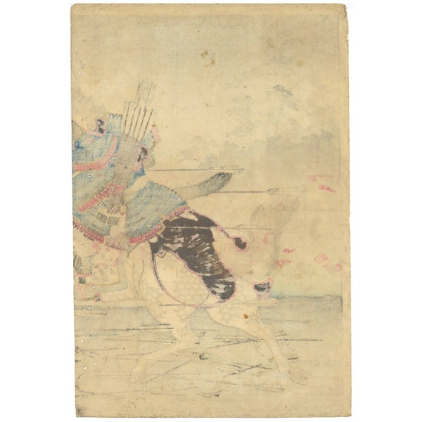 Japanese Antique Meiji Ukiyo-E Triptych: Samurai Battle at Shishinden by Nobukazu (1892) For Sale - Image 3 of 8