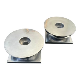 Vintage Large Modernist Art Deco Revival Candleholders in the Style of Lino Sabattini- a Pair For Sale