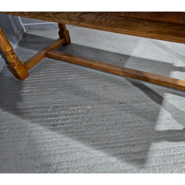 Golden Oak Plank Farmhouse Refectory Dining Table, 1920 For Sale - Image 4 of 8