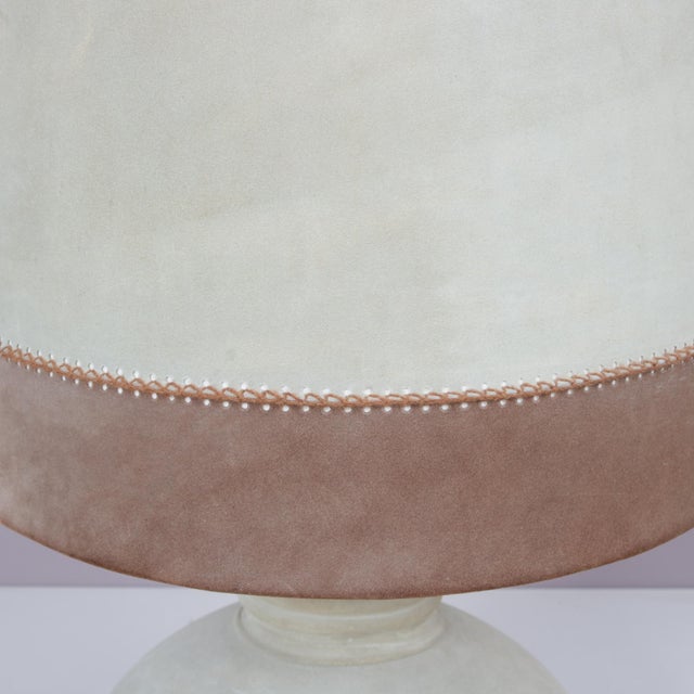 Suede Upholstered Table Lamp, France,1970s For Sale - Image 5 of 7