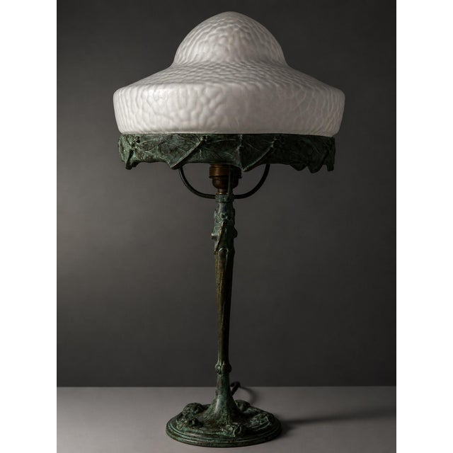 Model 6530 Table Lamp with Crocodile Glass Shade by Alice Nordin for Böhlmarks, 1890s For Sale - Image 12 of 12