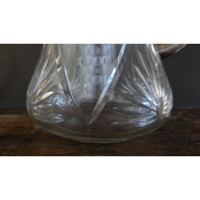Metal Mid 20th Century Cut Crystal and Silverplate Ice-Tube Beverage Pitcher For Sale - Image 7 of 18