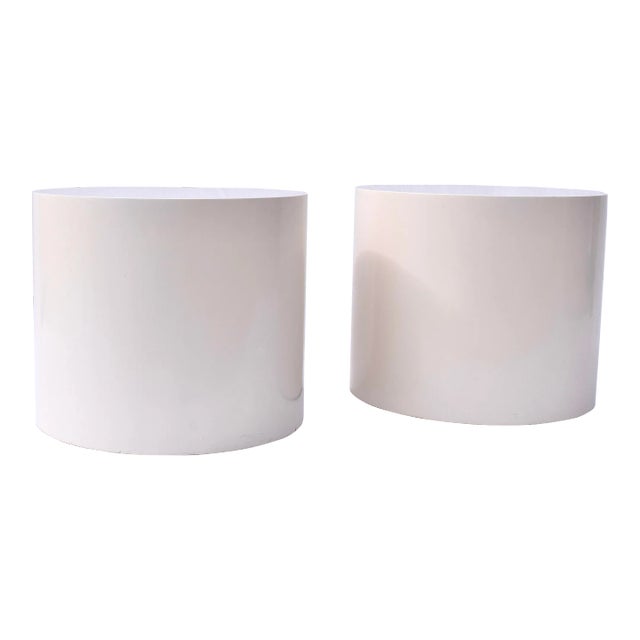 1970's Paul Mayen Large Drum Side/End Tables, Pair For Sale