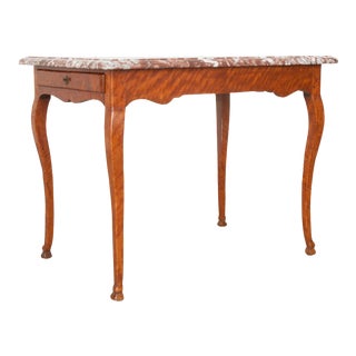 Early 19th Century French Birch Writing Table with Marble Top For Sale