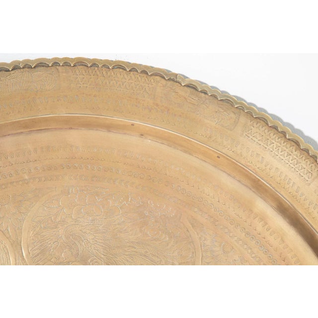 1950s Hanging Metal Brass Tray Mid Century Modern Chinoiserie Wall Decor 35 in D For Sale - Image 11 of 12