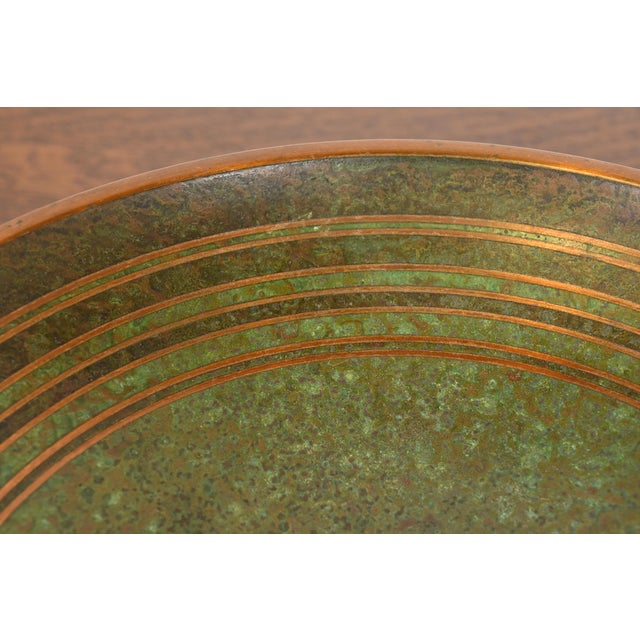 Carl Sorensen Art Deco Verdigris Bronze Footed Centerpiece Bowl or Fruit Bowl For Sale In South Bend - Image 6 of 10