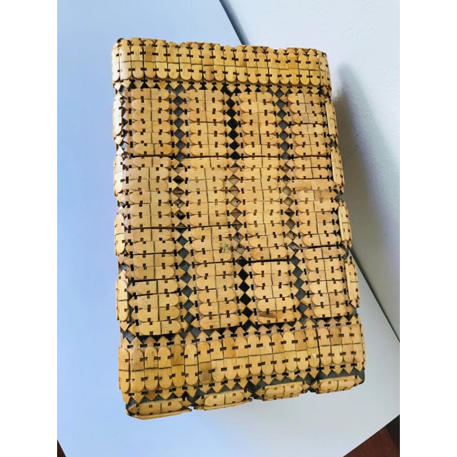 Folk Art Vintage Outsider / Tramp Art Carved Wood Box by Scott For Sale - Image 3 of 10