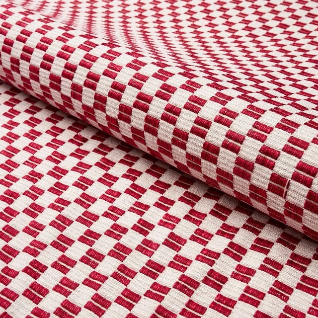 Contemporary Sample - Schumacher Elkhart Fabric in Crimson For Sale - Image 3 of 4