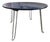 Vintage Mid-Century Modern Blue Laminate Round Side Table With Folding Hairpin Legs For Sale