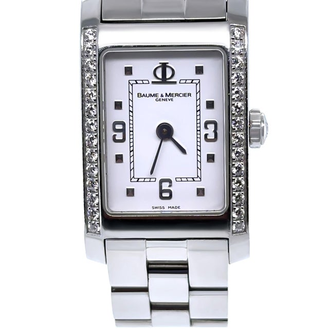 Contemporary Baume & Mercier Stainless Steel Hampton Diamond Watch 22mm For Sale - Image 3 of 14