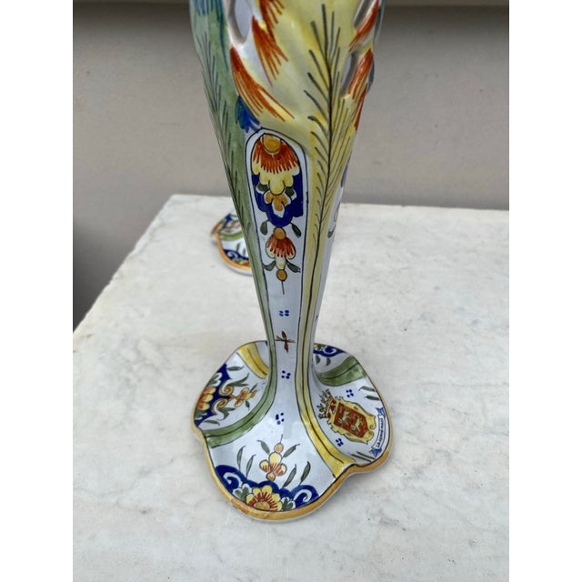 1900 - 1909 French Faience Vases Circa 1900-A Pair For Sale - Image 5 of 6