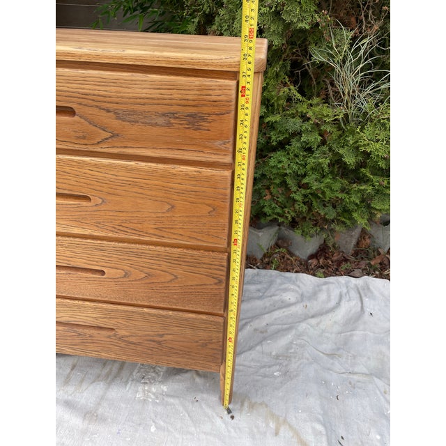 Vintage Mid-Century Modern 4-Drawer Chest Oak Wood Recessed Pulls For Sale - Image 9 of 10