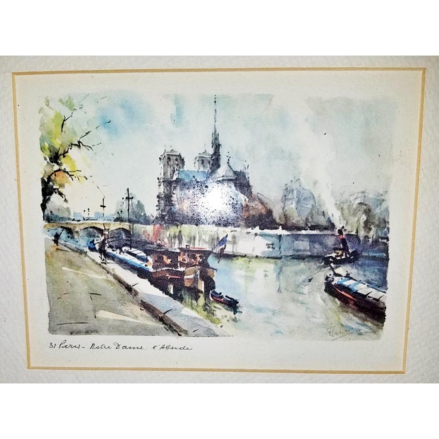 Mid-Century Paris Watercolor Print For Sale - Image 4 of 4