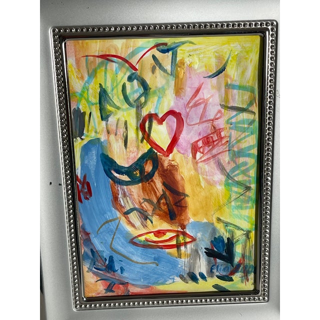 Lemon Yellow Abstract Mini Painting by Elia Framed For Sale In Miami - Image 6 of 6