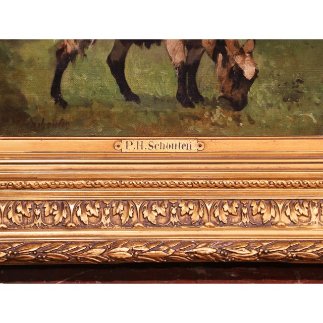 19th Century Belgian Animal Oil Painting in Gilt Frame Signed Paul H. Schouten For Sale - Image 4 of 9