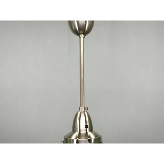Vintage Czech Art Deco Opaline Glass and Chrome Pendant Lights, 1930s, Set of 2 For Sale - Image 10 of 16
