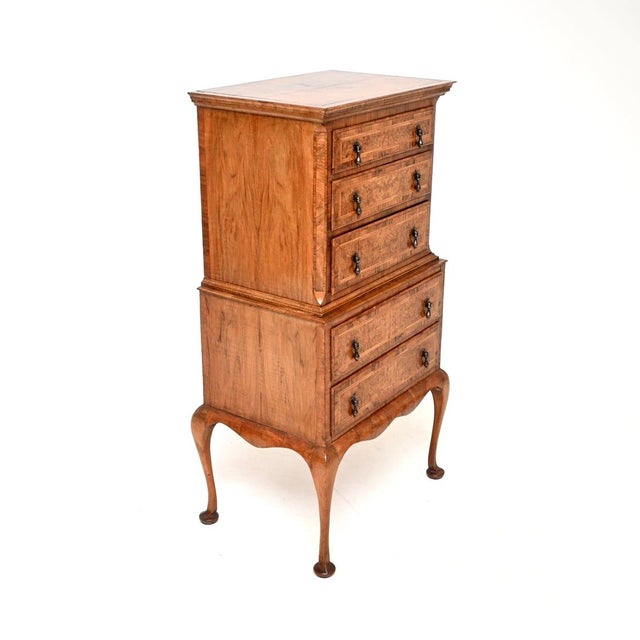 Antique Burr Walnut Chest on Chest of Drawers, 1890 For Sale - Image 3 of 10