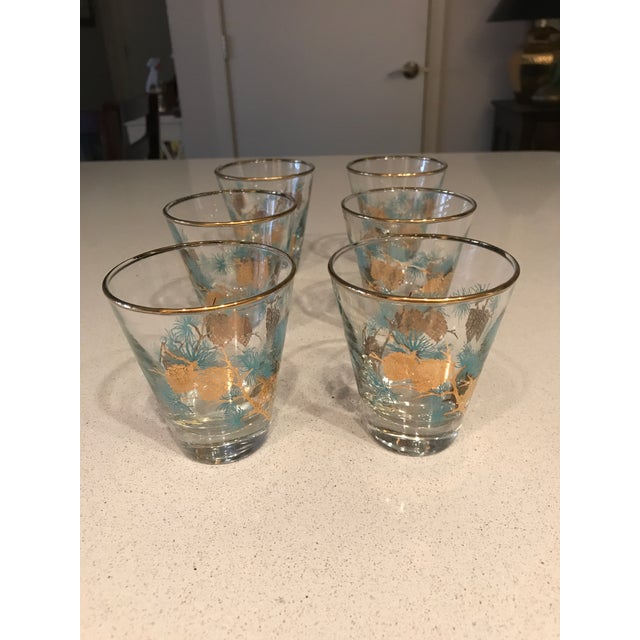 Vintage Turquoise & Gold Highball Glasses Set of 6 Chairish