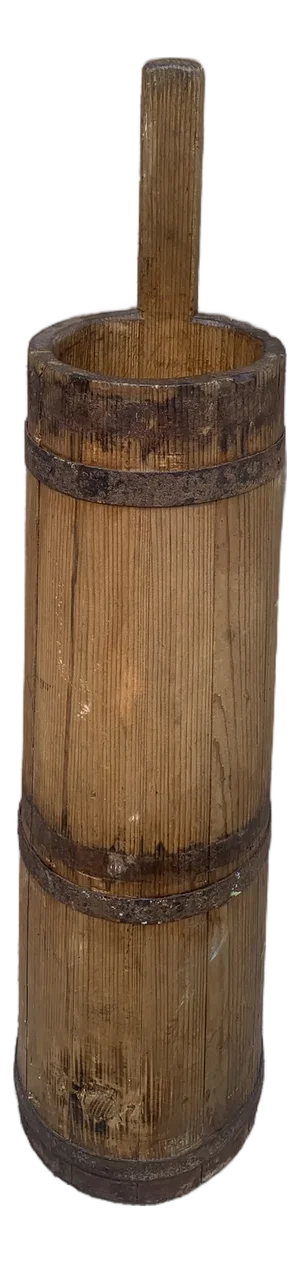 Antique 19th Century Wood and Iron Tall Bucket or Umbrella Stand