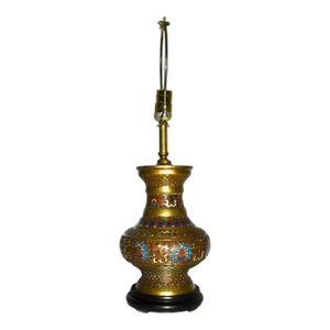 Vintage Champleve Japanese Style Electric Table Lamp
