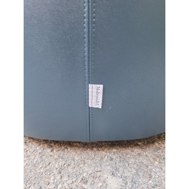 Animal Skin Pouf in Blue Leather by Molteni and C. For Sale - Image 7 of 12