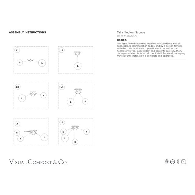 Visual Comfort Julie Neill for Visual Comfort Signature Talia Medium Sconce in Plaster White with Clear Swirled Glass For Sale - Image 4 of 6