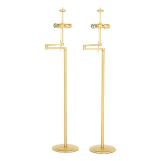 Holtkoetter Leuchten Brass Swing-Arm Floor Lamps, Pair For Sale