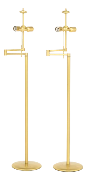Holtkoetter Leuchten Brass Swing-Arm Floor Lamps, Pair