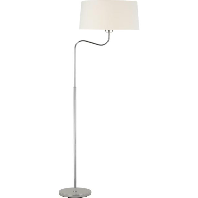 Modern Thomas O'Brien by Visual Comfort Signature Canto Large Adjustable Floor Lamp in Polished Nickel with Linen Shade For Sale - Image 3 of 3