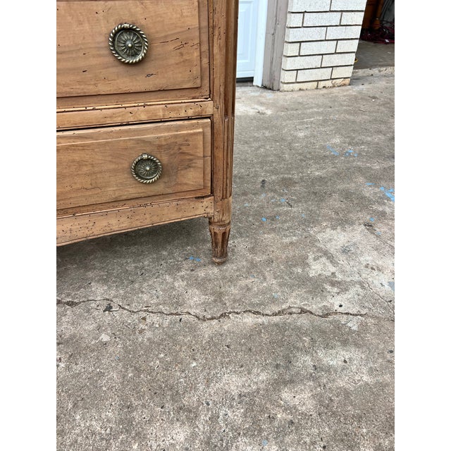 Wood French 18th Century Louis XVI Marble Top Bleached Walnut Commode For Sale - Image 7 of 12