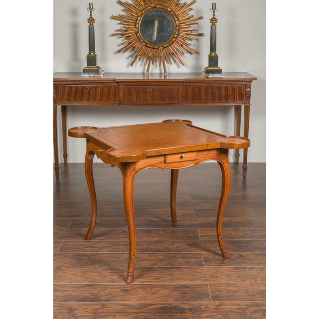 French 1860s Napoleon III Walnut Game Table with Four Drawers and Cabriole Legs For Sale In Atlanta - Image 6 of 12