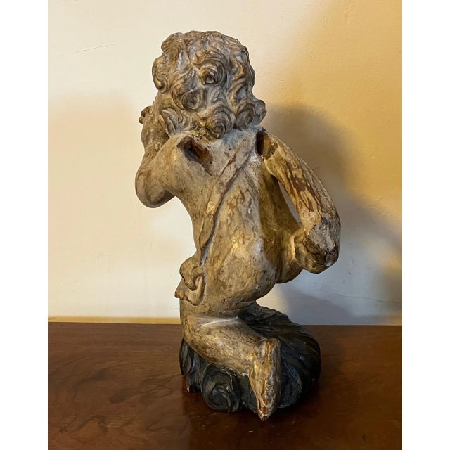 Antique Early 19th Century Continental Carved Wood Cherub For Sale In New York - Image 6 of 13