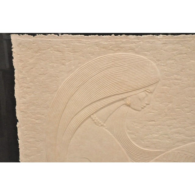 "The Potter" by Acoma Art Large Cast Embossed Paper 3d Acrylic Shadow Box Frame For Sale - Image 4 of 12