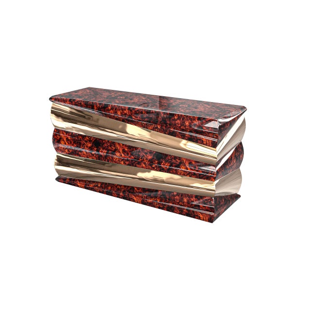 "Riccio" Console With Bronze and Burl Walnut, Hand Crafted For Sale In Los Angeles - Image 6 of 7