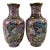 Pair of Large Chinese Cloisonne Enamel Vases Deer Animals Flowers Pink For Sale