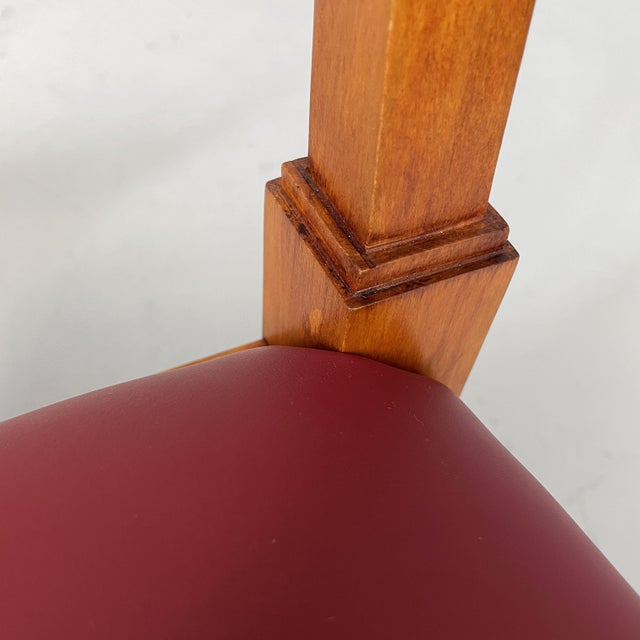 Mid-Century Modern Italian Wooden Chairs with Burgundy Sky, 1940s, Set of 6 For Sale - Image 10 of 15