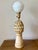 Vintage Hollywood Regency Carved Artichoke Table Lamps, Pair With Ribbed Milk Glass Globes For Sale - Image 4 of 9