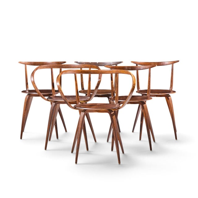 George Nelson for Herman Miller Model 5890 Mid Century Pretzel Dining Chairs - Set of 6 Each armless chair measures: 19.75...