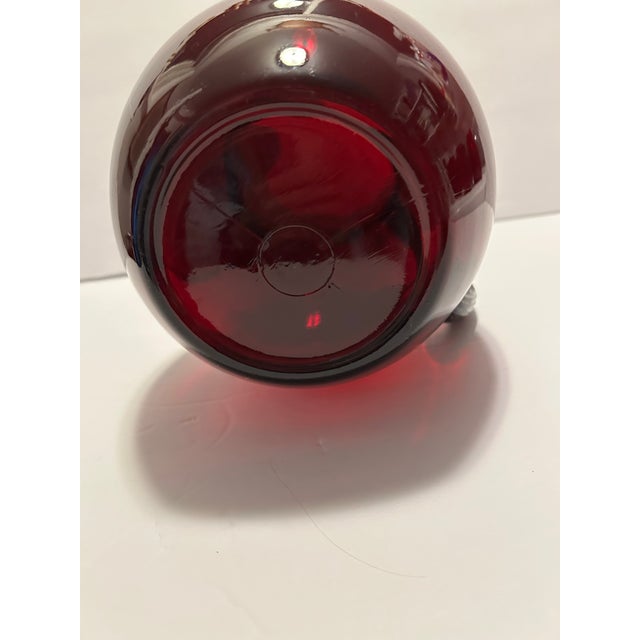 Anchor Hocking Roly Poly Royal Ruby Pitcher With 8 Flat Iced Tea Glasses For Sale - Image 10 of 12