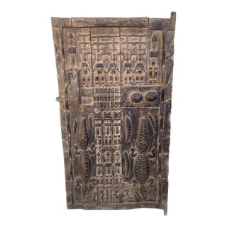 Superb Dogon Door W/Crocodiles Mali African 47.5 "H For Sale