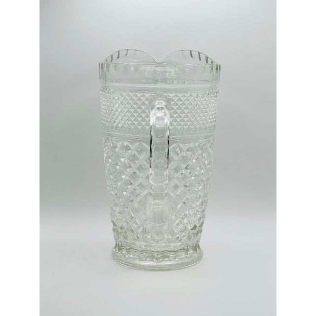 Anchor Hocking Vintage Latticework Pressed Glass Pitcher For Sale - Image 4 of 6
