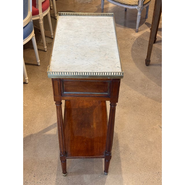 19th Century French Marble Top Mahogany Side Table With Brass Gallery For Sale - Image 10 of 11