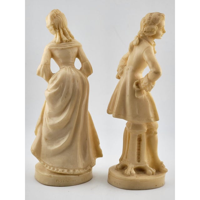 Vintage A. Santini Sculpture Colonial Victorian Man Woman Couple Signed Italy For Sale - Image 9 of 13