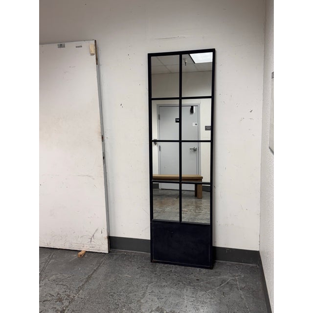 French Country Bid K Home Paned Glass Floor Mirror For Sale - Image 3 of 11