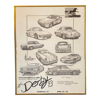 1993 Porsche Kentucky Region Derby Print, Framed For Sale