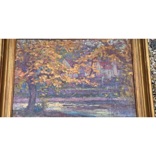 Magnificent large oil on canvas depicting the village of La Celle in the Creuse region, signed by the artist in the lower...